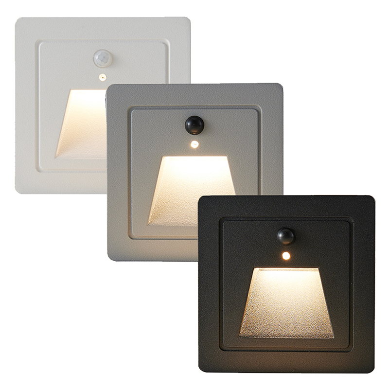 85x85x30mm Square PIR Seonsor Motion 3W Led Stair Light
